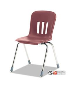 VIRN918RED50CHM METAPHOR SERIES CLASSROOM CHAIR, 18" SEAT HEIGHT, WINE SEAT/WINE BACK, CHROME BASE, 4/CARTON