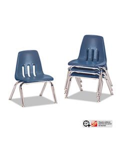 VIR901051 9000 SERIES CLASSROOM CHAIRS, 10" SEAT HEIGHT, NAVY SEAT/NAVY BACK, CHROME BASE, 4/CARTON