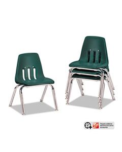 VIR901275 9000 SERIES CLASSROOM CHAIRS, 12" SEAT HEIGHT, FOREST GREEN SEAT/FOREST GREEN BACK, CHROME BASE, 4/CARTON