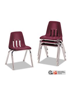 VIR901450 9000 SERIES CLASSROOM CHAIRS, 14" SEAT HEIGHT, WINE SEAT/WINE BACK, CHROME BASE, 4/CARTON