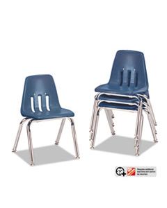 VIR901451 9000 SERIES CLASSROOM CHAIRS, 14" SEAT HEIGHT, NAVY SEAT/NAVY BACK, CHROME BASE, 4/CARTON