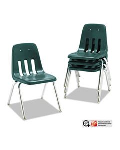 VIR901675 9000 SERIES CLASSROOM CHAIRS, 16" SEAT HEIGHT, FOREST GREEN SEAT/FOREST GREEN BACK, CHROME BASE, 4/CARTON