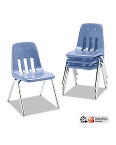 VIR901640 9000 SERIES CLASSROOM CHAIRS, 16" SEAT HEIGHT, BLUEBERRY SEAT/BLUEBERRY BACK, CHROME BASE, 4/CARTON