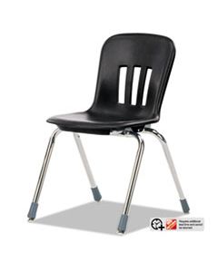 VIRN916BLK01CHM METAPHOR SERIES CLASSROOM CHAIR, 16.5" SEAT HEIGHT, BLACK SEAT/BLACK BACK, CHROME BASE, 4/CARTON