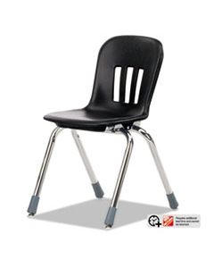 VIRN914BLK01CHM METAPHOR SERIES CLASSROOM CHAIR, 14.5" SEAT HEIGHT, BLACK SEAT/BLACK BACK, CHROME BASE, 5/CARTON