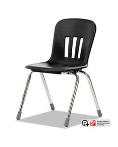 VIRN918BLK01CHM METAPHOR SERIES CLASSROOM CHAIR, 18" SEAT HEIGHT, BLACK SEAT/BLACK BACK, CHROME BASE, 4/CARTON