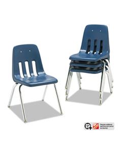 VIR901651 9000 SERIES CLASSROOM CHAIRS, 16" SEAT HEIGHT, NAVY SEAT/NAVY BACK, CHROME BASE, 4/CARTON