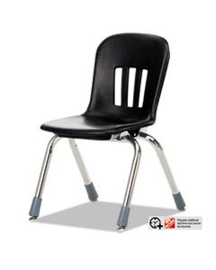 VIRN912BLK01CHM METAPHOR SERIES CLASSROOM CHAIR, 12.5" SEAT HEIGHT, BLACK SEAT/BLACK BACK, CHROME BASE, 5/CARTON