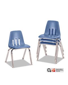 VIR901440 9000 SERIES CLASSROOM CHAIRS, 14" SEAT HEIGHT, BLUEBERRY SEAT/BLUEBERRY BACK, CHROME BASE, 4/CARTON
