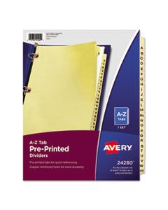 AVE24280 PREPRINTED LAMINATED TAB DIVIDERS W/COPPER REINFORCED HOLES, 25-TAB, LETTER