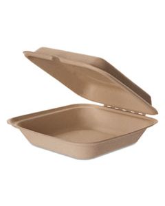 ECOEPHCW8 WHEAT STRAW HINGED CLAMSHELL CONTAINERS, 8 X 8 X 3, 200/CARTON