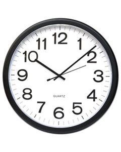 UNV11641 ROUND WALL CLOCK, 13.5" OVERALL DIAMETER, BLACK CASE, 1 AA (SOLD SEPARATELY)