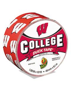 DUC240287 COLLEGE DUCKTAPE, UNIVERSITY OF WISCONSIN BADGERS, 3" CORE, 1.88" X 10 YDS, CARDINAL/WHITE