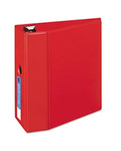 AVE79586 HEAVY-DUTY NON-VIEW BINDER WITH DURAHINGE AND LOCKING ONE TOUCH EZD RINGS, 3 RINGS, 5" CAPACITY, 11 X 8.5, RED
