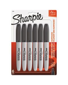 SAN33666PP SUPER PERMANENT MARKER, FINE BULLET TIP, BLACK, 6/PACK