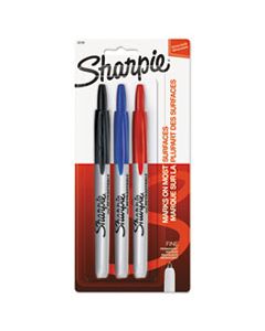 SAN32726PP RETRACTABLE PERMANENT MARKER, FINE BULLET TIP, ASSORTED COLORS, 3/SET