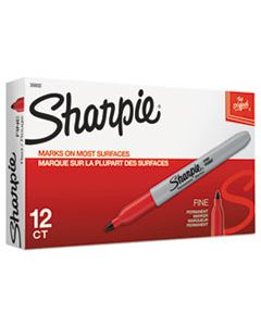 SAN30002 FINE TIP PERMANENT MARKER, RED, DOZEN