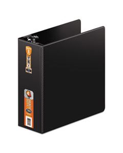 WLJ38454B HEAVY-DUTY D-RING BINDER WITH EXTRA-DURABLE HINGE, 3 RINGS, 4" CAPACITY, 11 X 8.5, BLACK