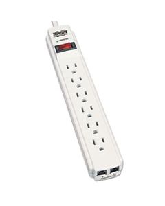 TRPTLP604TEL PROTECT IT! SURGE PROTECTOR, 6 OUTLETS, 4 FT. CORD, 790 JOULES, RJ11, LIGHT GRAY