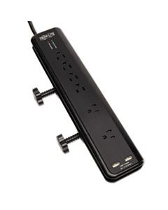 TRPTLP606DMUSB PROTECT IT! CLAMP-MOUNT SURGE PROTECTOR, 6 OUTLETS/2 USB, 6 FT. CORD, 2100 J