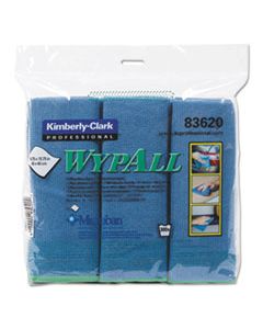 KCC83620 MICROFIBER CLOTHS, REUSABLE, 15 3/4 X 15 3/4, BLUE, 6/PACK