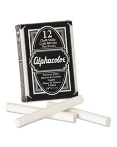 QRT314005 ALPHACOLOR WHITE CHALK, LOW-DUST, 12 STICKS/PACK