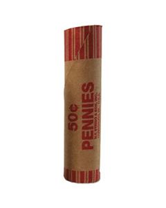 PMC65029 PREFORMED TUBULAR COIN WRAPPERS, PENNIES, $.50, 1000 WRAPPERS/CARTON