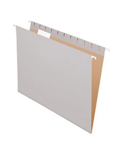 PFX81604 COLORED HANGING FOLDERS, LETTER SIZE, 1/5-CUT TAB, GRAY, 25/BOX