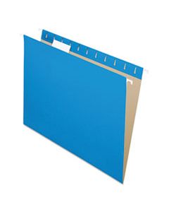 PFX81603 COLORED HANGING FOLDERS, LETTER SIZE, 1/5-CUT TAB, BLUE, 25/BOX