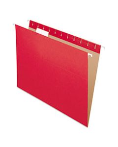 PFX81608 COLORED HANGING FOLDERS, LETTER SIZE, 1/5-CUT TAB, RED, 25/BOX