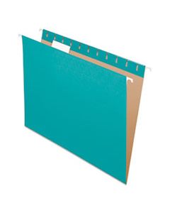 PFX81616 COLORED HANGING FOLDERS, LETTER SIZE, 1/5-CUT TAB, AQUA, 25/BOX