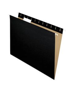 PFX81605 COLORED HANGING FOLDERS, LETTER SIZE, 1/5-CUT TAB, BLACK, 25/BOX