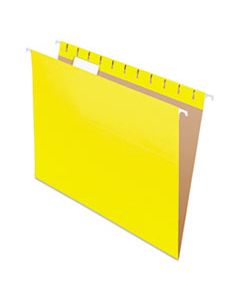PFX81606 COLORED HANGING FOLDERS, LETTER SIZE, 1/5-CUT TAB, YELLOW, 25/BOX