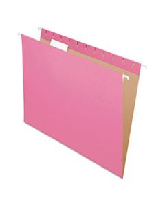 PFX81609 COLORED HANGING FOLDERS, LETTER SIZE, 1/5-CUT TAB, PINK, 25/BOX
