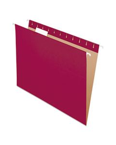 PFX81613 COLORED HANGING FOLDERS, LETTER SIZE, 1/5-CUT TAB, BURGUNDY, 25/BOX