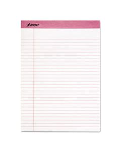 TOP20098 PINK WRITING PADS, WIDE/LEGAL RULE, 8.5 X 11, WHITE, 50 SHEETS, 6/PACK