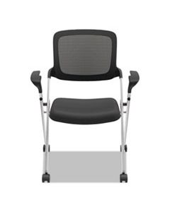 BSXVL314SLVR VL314 MESH BACK NESTING CHAIR, BLACK SEAT/BLACK BACK, SILVER BASE