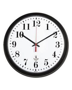 ILC67700002 BLACK QUARTZ CONTRACT CLOCK, 13.75" OVERALL DIAMETER, BLACK CASE, 1 AA (SOLD SEPARATELY)