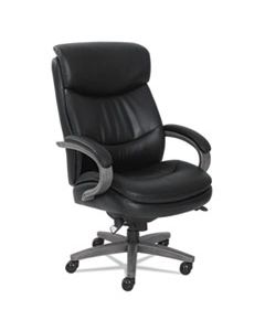 LZB48961A WOODBURY BIG AND TALL EXECUTIVE CHAIR, SUPPORTS UP TO 400 LBS., BLACK SEAT/BLACK BACK, WEATHERED GRAY BASE