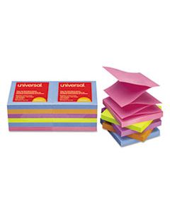 UNV35611 FAN-FOLDED SELF-STICK POP-UP NOTE PADS, 3 X 3, ASSORTED BRIGHT, 100-SHEET, 12/PK