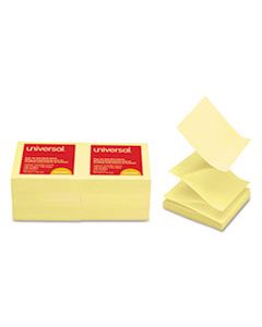 UNV35664 FAN-FOLDED SELF-STICK POP-UP NOTE PADS, 3 X 3, YELLOW, 100-SHEET, 12/PACK