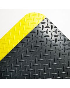 CWNCD0023YB INDUSTRIAL DECK PLATE ANTI-FATIGUE MAT, VINYL, 24 X 36, BLACK/YELLOW BORDER