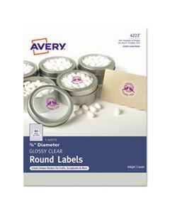 AVE4222 PRINTABLE SELF-ADHESIVE PERMANENT ID LABELS W/SURE FEED, 3/4" DIA, CLEAR, 400/PK