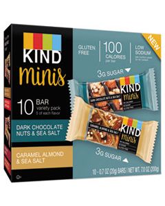 KND25726 MINIS, DARK CHOCOLATE NUTS AND SEA SALT, CARAMEL ALMOND NUTS AND SEA SALT, 0.7 OZ, 10/PACK