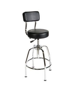 SSX3010002 HEAVY-DUTY SHOP STOOL, 34" SEAT HEIGHT, SUPPORTS UP TO 300 LBS., BLACK SEAT/BLACK BACK, CHROME BASE
