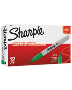 SAN30004 FINE TIP PERMANENT MARKER, GREEN, DOZEN