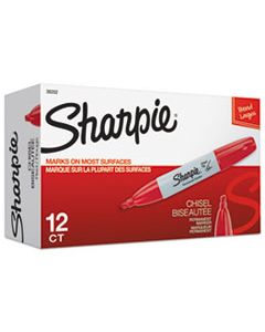 SAN38202 CHISEL TIP PERMANENT MARKER, MEDIUM, RED, DOZEN