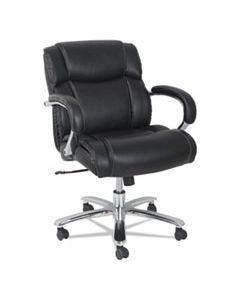 ALEMS4619 ALERA MAXXIS SERIES BIG AND TALL LEATHER CHAIR, SUPPORTS UP TO 350 LBS., BLACK SEAT/BLACK BACK, CHROME BASE