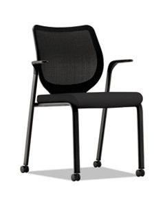 HONN606HCU10 NUCLEUS SERIES MULTIPURPOSE STACKING CHAIR WITH ILIRA-STRETCH M4 BACK, BLACK SEAT/BLACK BACK, BLACK BASE