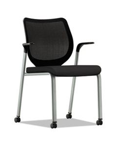 HONN606HCU10T1 NUCLEUS SERIES MULTIPURPOSE STACKING CHAIR WITH ILIRA-STRETCH M4 BACK, BLACK SEAT/BLACK BACK, PLATINUM BASE